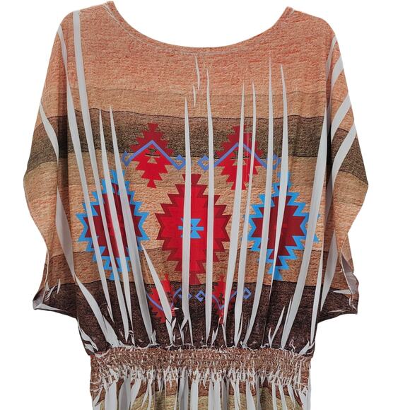 VTG Charming Charlie Womans size M Southwest Aztec Peplum Blouse USA Boho - Picture 2 of 8